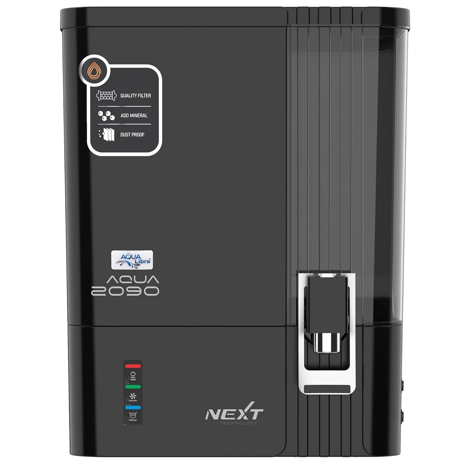 Aqua 2090 Zinc Copper Alkaline RO Water Purifier | 10 Liter Storage | RO + UV + Zinc + Copper + Alkaline + TDS Control | 3000 TDS | Best For Home and Office (Mirror Black)